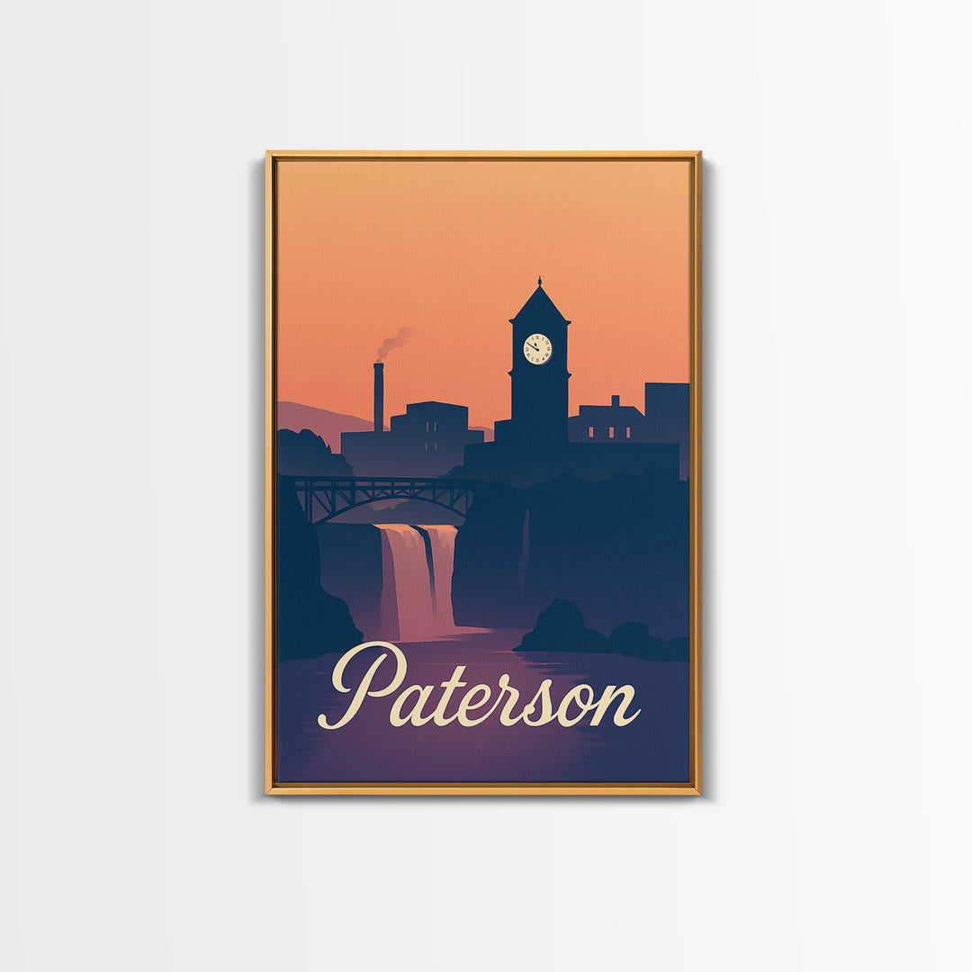 Paterson New Jersey Travel Poster, Canvas Print, Mid Century City Wall Art, Paterson Print, Vintage City Poster, Vintage City Art, Design 2