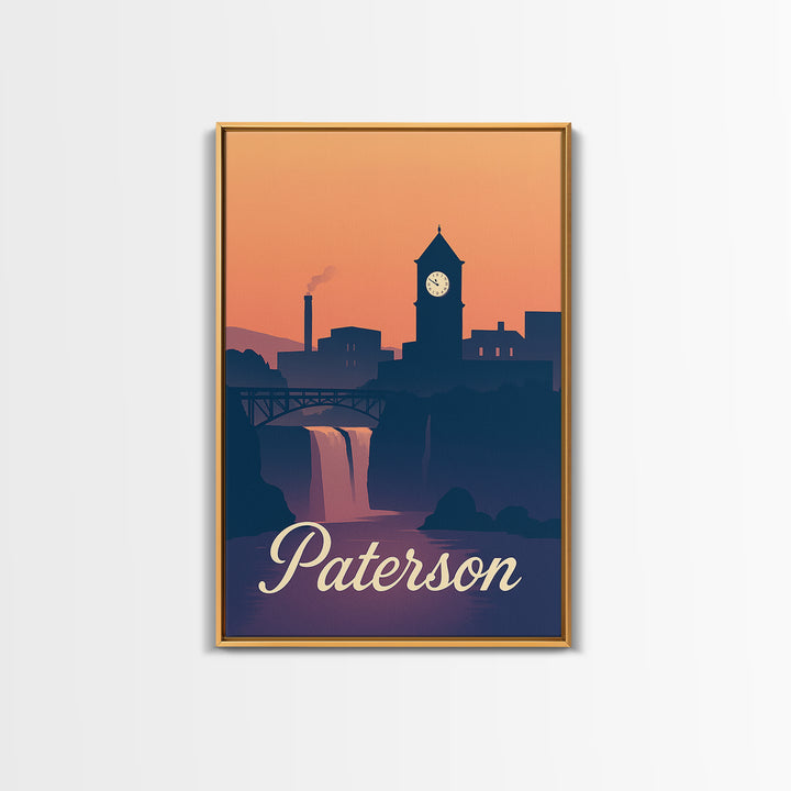 Paterson New Jersey Travel Poster, Canvas Print, Mid Century City Wall Art, Paterson Print, Vintage City Poster, Vintage City Art, Design 2