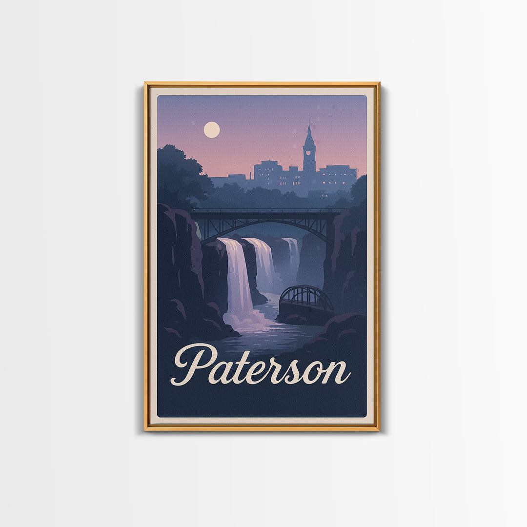 Paterson Travel Poster, Framed Canvas Print, Mid Century City Wall Art, Paterson Poster Print, Travel Poster Set, Gift For Travelers