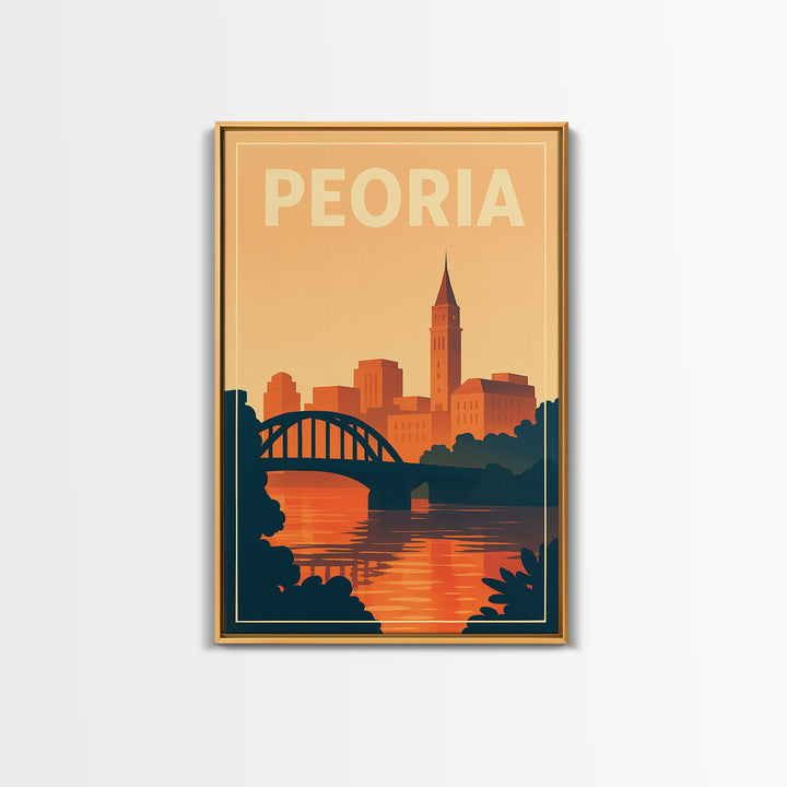 Peoria Travel Poster, Framed Canvas Print, Classic Travel Poster Art, Peoria Poster Print, Vintage Travel Art, Travel Wall Art