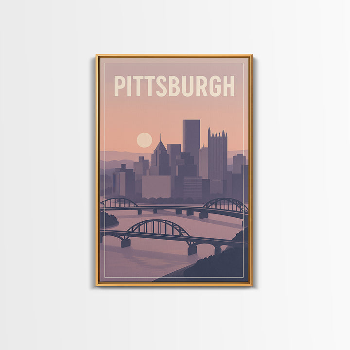 Pittsburgh Pennsylvania Travel Poster, Canvas Print, Classic Poster Art, Pittsburgh Wall Art, Mid Century Wall Art, City Art Print, Wall Art