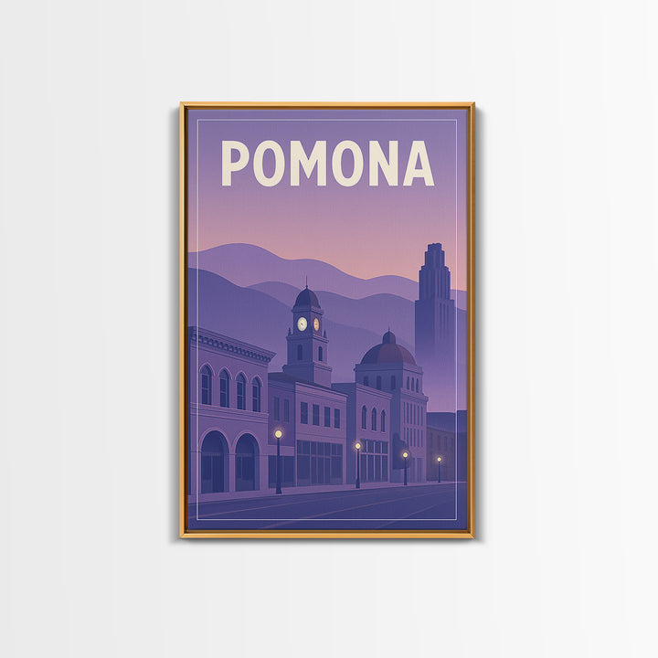 Pomona California Travel Poster, Canvas Print, Classic Travel Poster Art, Pomona City Art, Wall Art, Wanderlust Decor, City Art Print