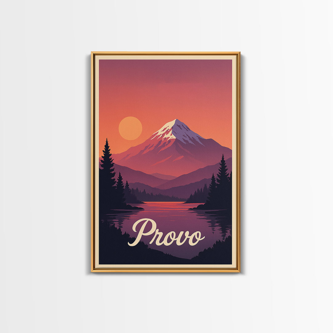 Provo Utah Travel Poster, Canvas Print, Vintage Travel Poster Art, Provo Wall Art, City Travel Prints, Fine Art Print, Retro Travel Print