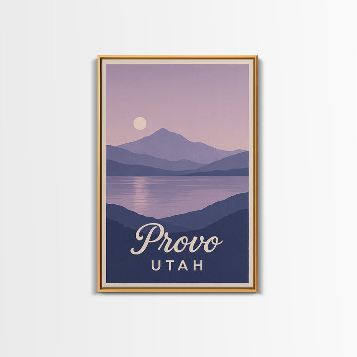 Provo Travel Poster, Framed Canvas Print, Classic Travel Poster Art, Provo Poster Print, Vintage City Art, Vintage Travel Art, Wall Art