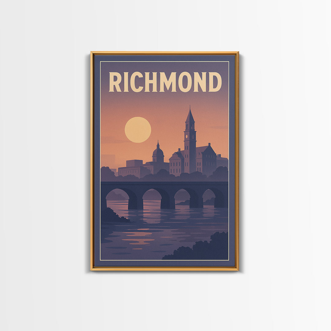 Richmond Travel Poster, Canvas Print, Classic Travel Poster Art, Richmond Travel Art, Modern Wall Decor, Living Room Wall Art, Design 2