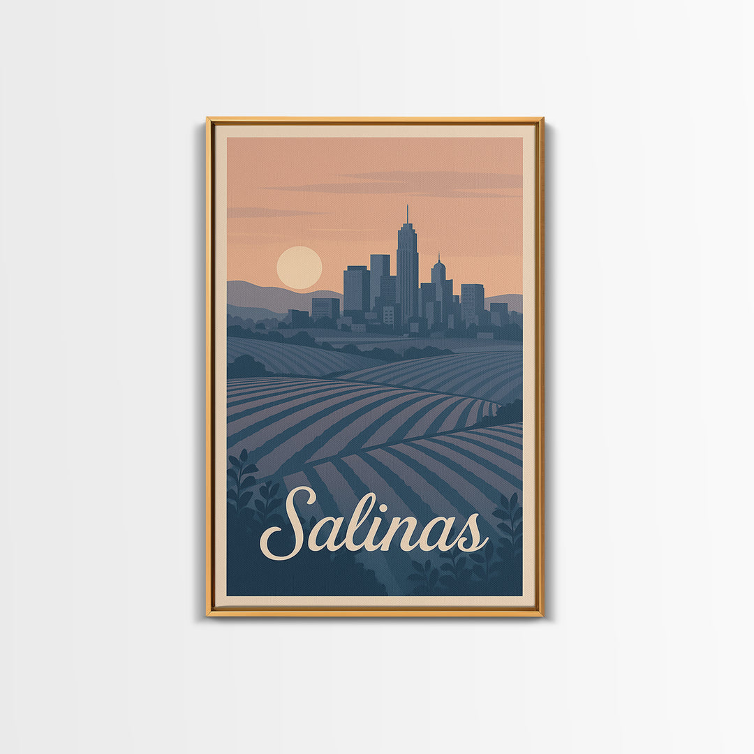Salinas Travel Poster, Framed Canvas Print, Vintage Travel Poster Art, Salinas Wall Art, Travel Poster Art, Travel Poster Set, Wall Art