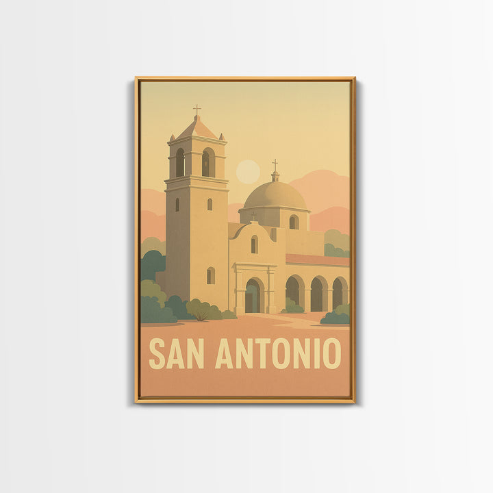 San Antonio Travel Poster, Canvas Print, Mid Century City Wall Art, San Antonio City Art, Vintage City Art, Retro Travel Print