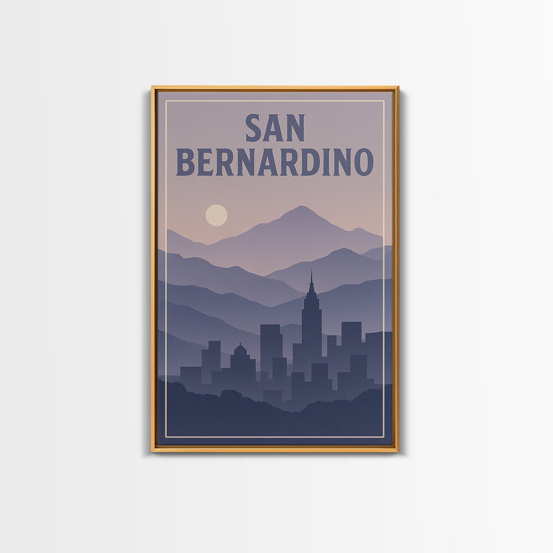 San Bernardino California Travel Poster, Canvas Print, Mid Century City Wall Art, San Bernardino Travel Art, Modern Wall Decor, Wall Art