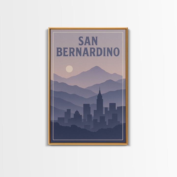 San Bernardino California Travel Poster, Canvas Print, Mid Century City Wall Art, San Bernardino Travel Art, Modern Wall Decor, Wall Art