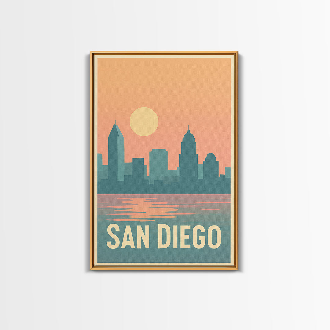 San Diego Travel Poster, Canvas Print, Classic Travel Poster Art, San Diego Travel Art, Fine Art Print, Travel Art Print, City Illustration