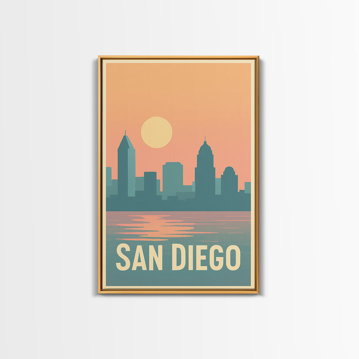 San Diego Travel Poster, Canvas Print, Classic Travel Poster Art, San Diego Travel Art, Fine Art Print, Travel Art Print, City Illustration