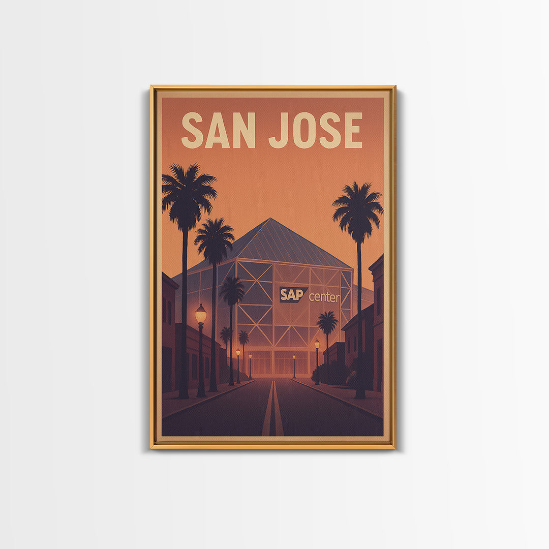 San Jose Travel Poster, Framed Canvas Print, Mid Century City Wall Art, San Jose Art Print, Wanderlust Decor, Gift For Travelers