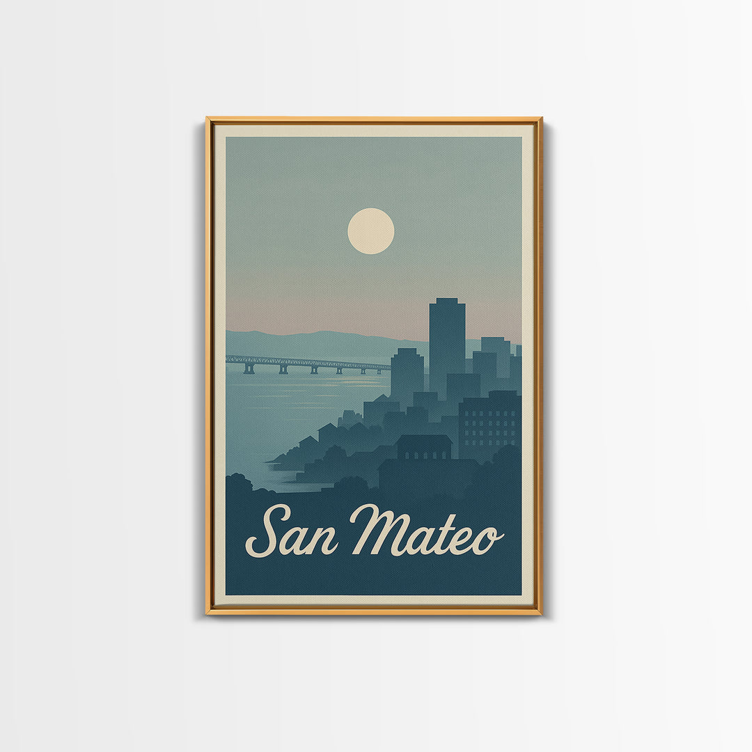 San Mateo Travel Poster, Canvas Print, Vintage Travel Poster Art, San Mateo Wall Art, Vintage Travel Print, Vintage City Poster