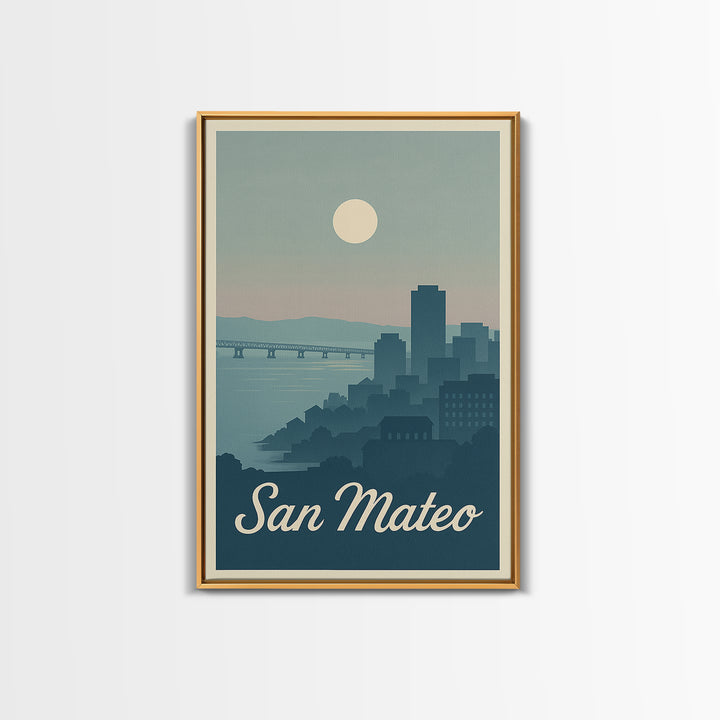 San Mateo Travel Poster, Canvas Print, Vintage Travel Poster Art, San Mateo Wall Art, Vintage Travel Print, Vintage City Poster