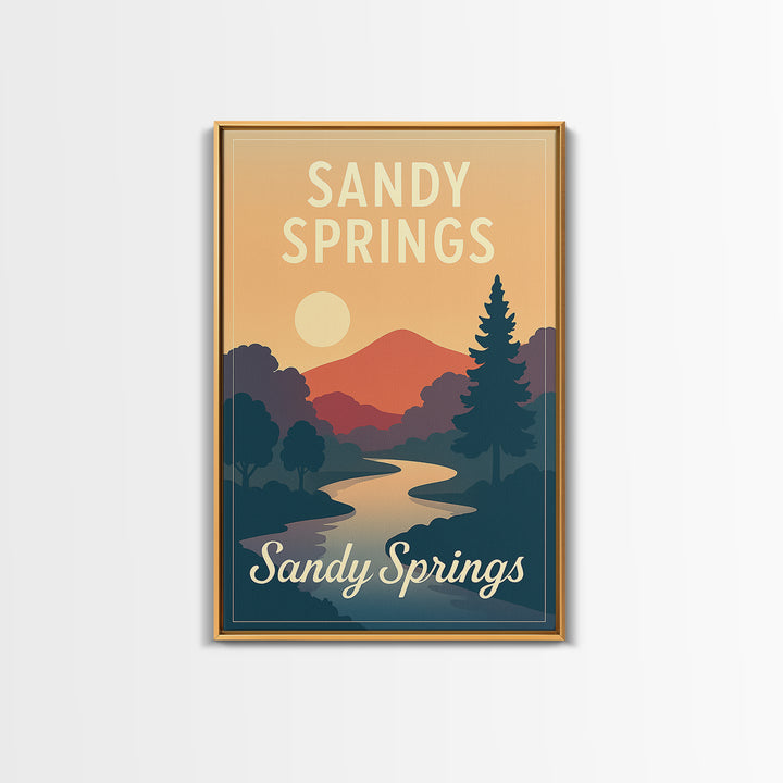 Sandy Springs Georgia Travel Poster, Canvas Print, Mid Century City Wall Art, Sandy Springs Travel Art, Travel Wall Decor, Travel Art Print