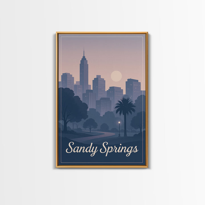Sandy Springs Travel Poster, Framed Canvas Print, Classic Travel Poster Art, Sandy Springs Travel Art, City Art Print, Travel Poster Art