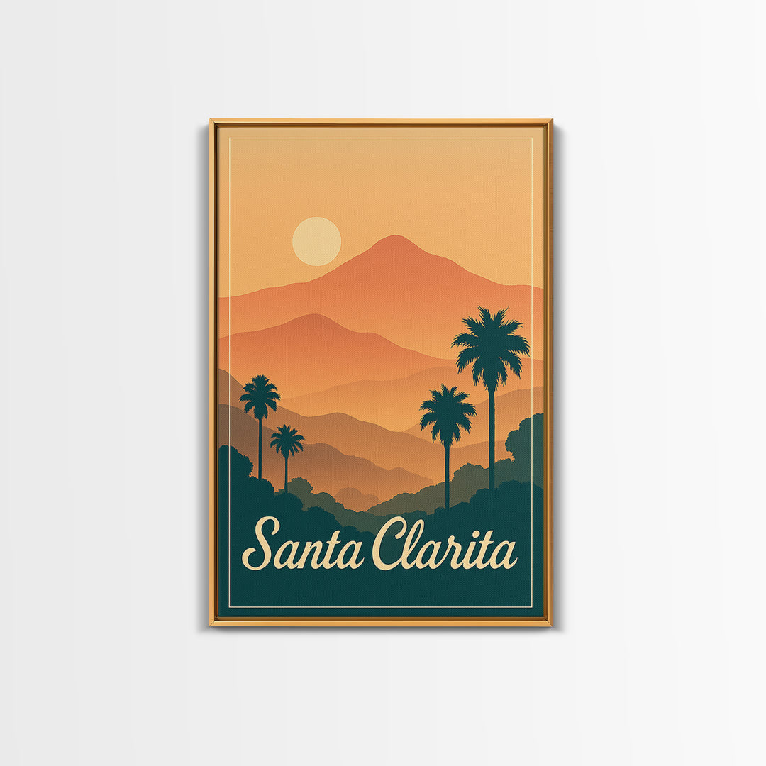 Santa Clarita California Travel Poster, Canvas Print, Classic Travel Poster Art, Santa Clarita Wall Art, Modern Wall Decor, Wall Decor