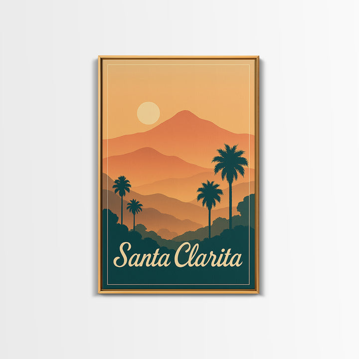 Santa Clarita California Travel Poster, Canvas Print, Classic Travel Poster Art, Santa Clarita Wall Art, Modern Wall Decor, Wall Decor