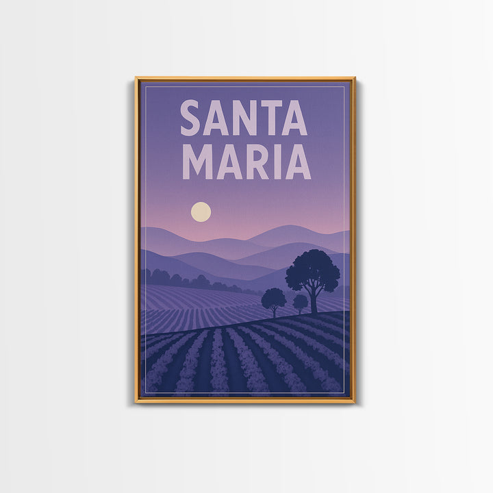Santa Maria California Travel Poster, Canvas Print, Mid Century City Wall Art, Santa Maria Travel Art, City Illustration, Wall Decor