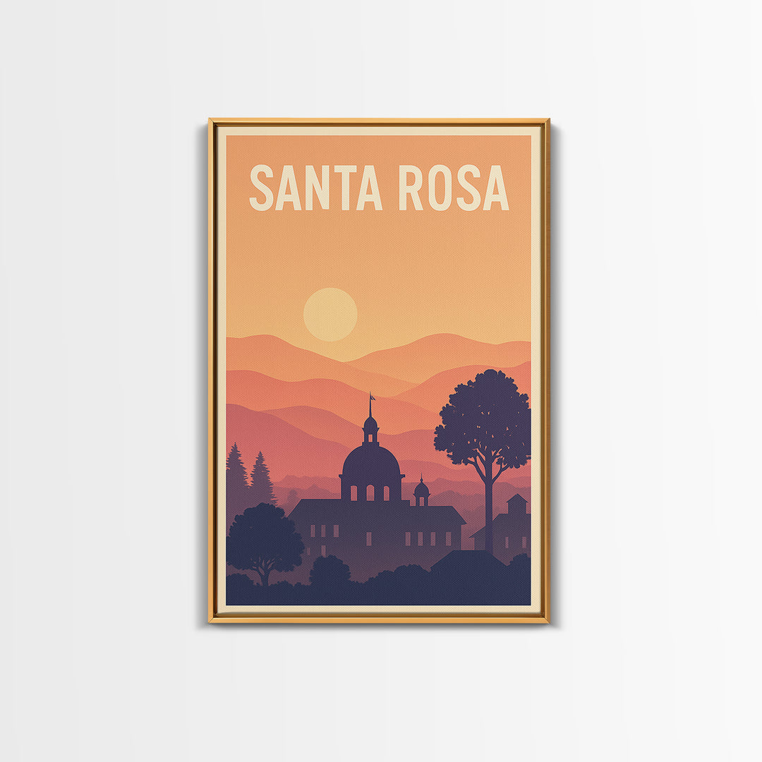 Santa Rosa Travel Poster, Framed Canvas Print, Classic Travel Poster Art, Santa Rosa City Art, Travel Art Print, Fine Art Print