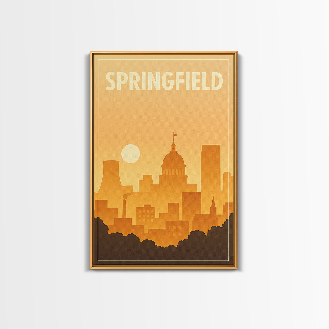Sprinfield Travel Poster, Canvas Print, Classic Travel Poster Art, Sprinfield Wall Art, City Illustration, Vintage Travel Art, Wall Art