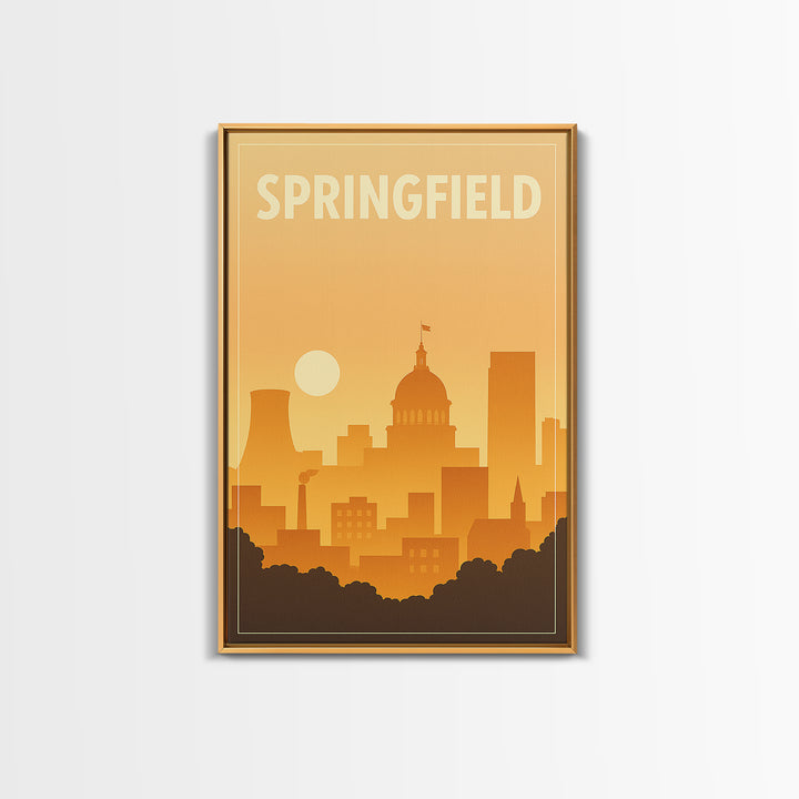 Sprinfield Travel Poster, Canvas Print, Classic Travel Poster Art, Sprinfield Wall Art, City Illustration, Vintage Travel Art, Wall Art
