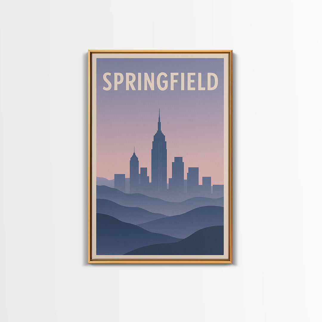 Springfield Travel Poster, Canvas Print, Mid Century City Wall Art, Springfield City Art, Retro Travel Print, City Travel Prints