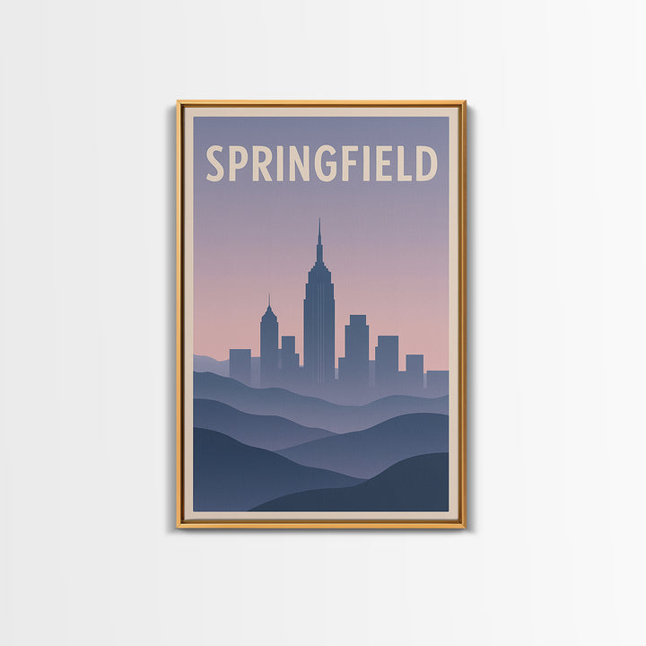 Springfield Travel Poster, Canvas Print, Mid Century City Wall Art, Springfield City Art, Retro Travel Print, City Travel Prints