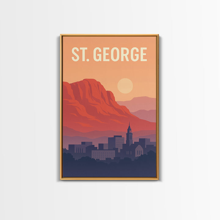 St George Utah Travel Poster, Canvas Print, Mid Century City Wall Art, St George Wall Art, City Travel Prints, Travel Art Print, Art Print