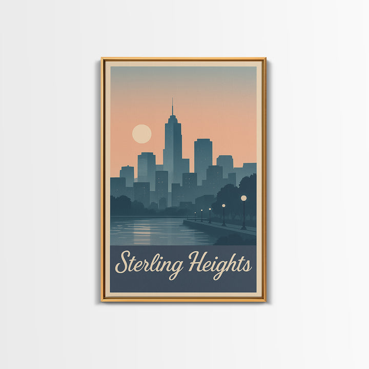 Sterling Heights Travel Poster, Canvas Print, Vintage Travel Poster Art, Sterling Heights Art Print, Travel Art Print, Gift For Travelers