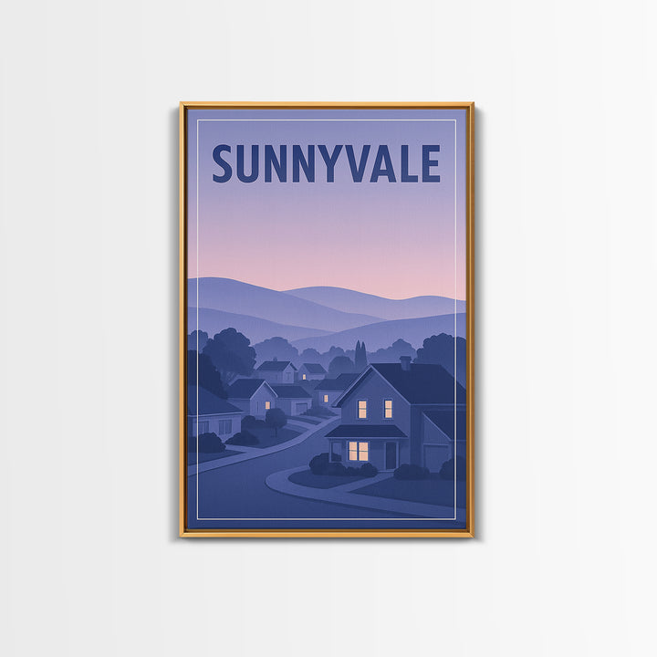 Sunnyvale California Travel Poster, Canvas Print, Retro Sunset Skyline Art, Sunnyvale Travel Art, Poster Art, Wall Decor, Poster Print