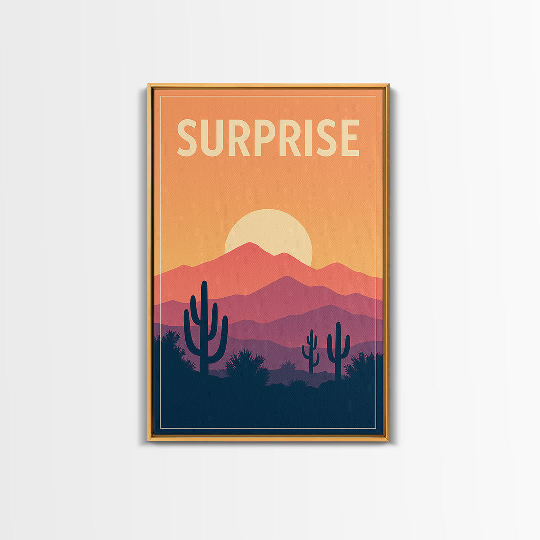 Surprise Travel Poster, Canvas Print, Classic Travel Poster Art, Surprise Art Print, Wanderlust Decor, Travel Art Print, Modern Wall Decor