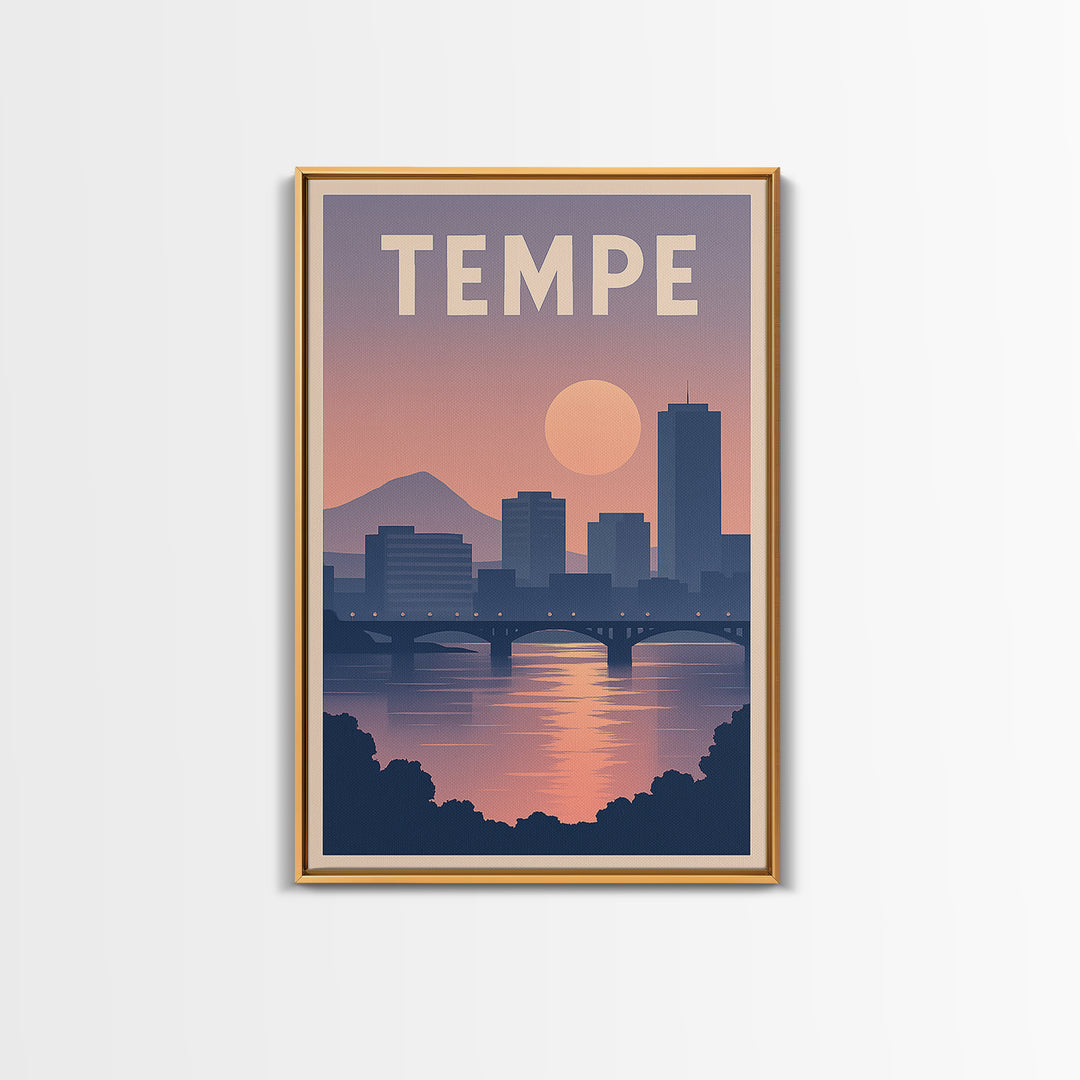Tempe Arizona Travel Poster, Canvas Print, Mid Century City Wall Art, Tempe Travel Art, Travel Wall Art, City Poster, Gift For Travelers