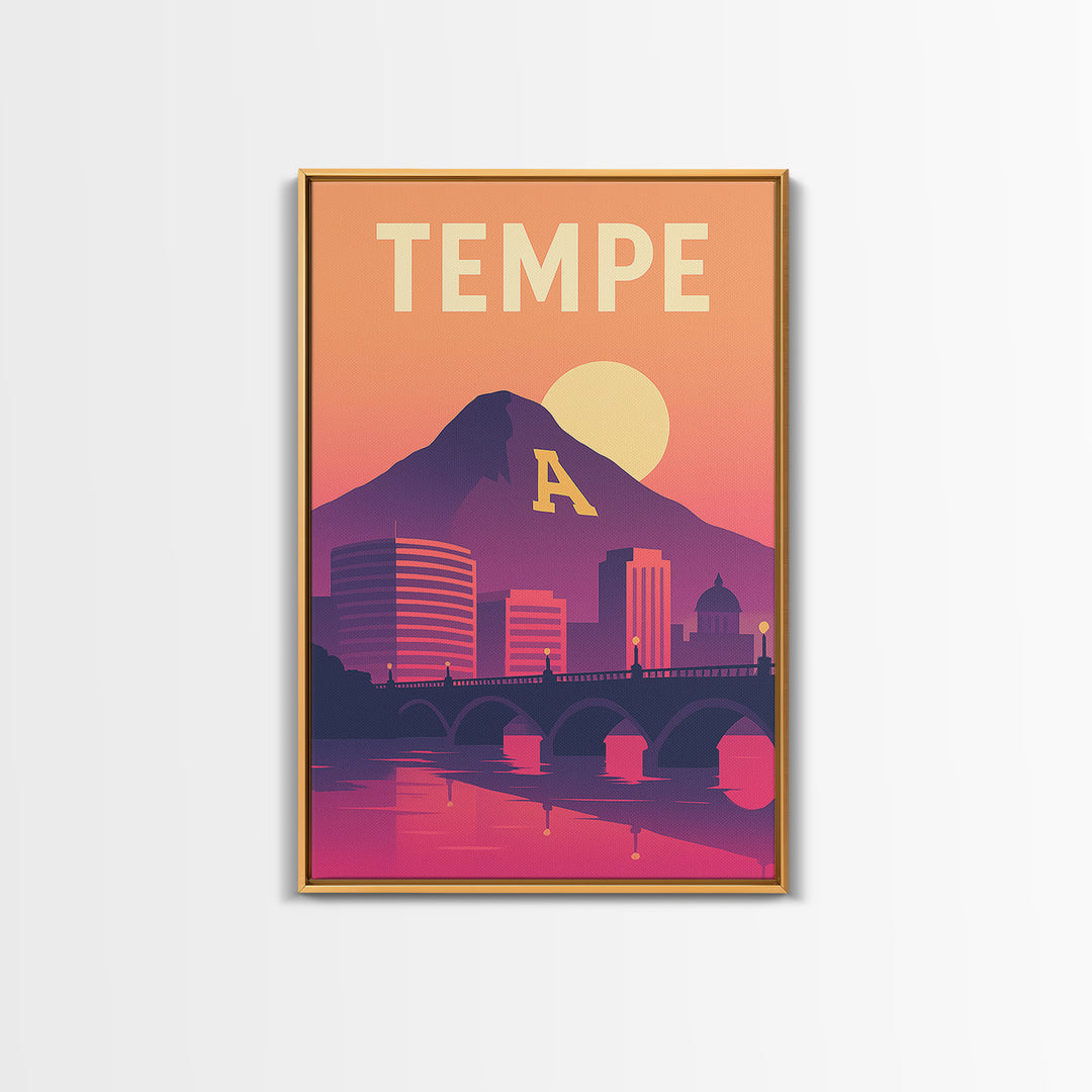 Tempe Travel Poster, Canvas Print, Vintage Travel Poster Art, Tempe Travel Art, Vintage City Art, Vintage Travel Print, City Art Print