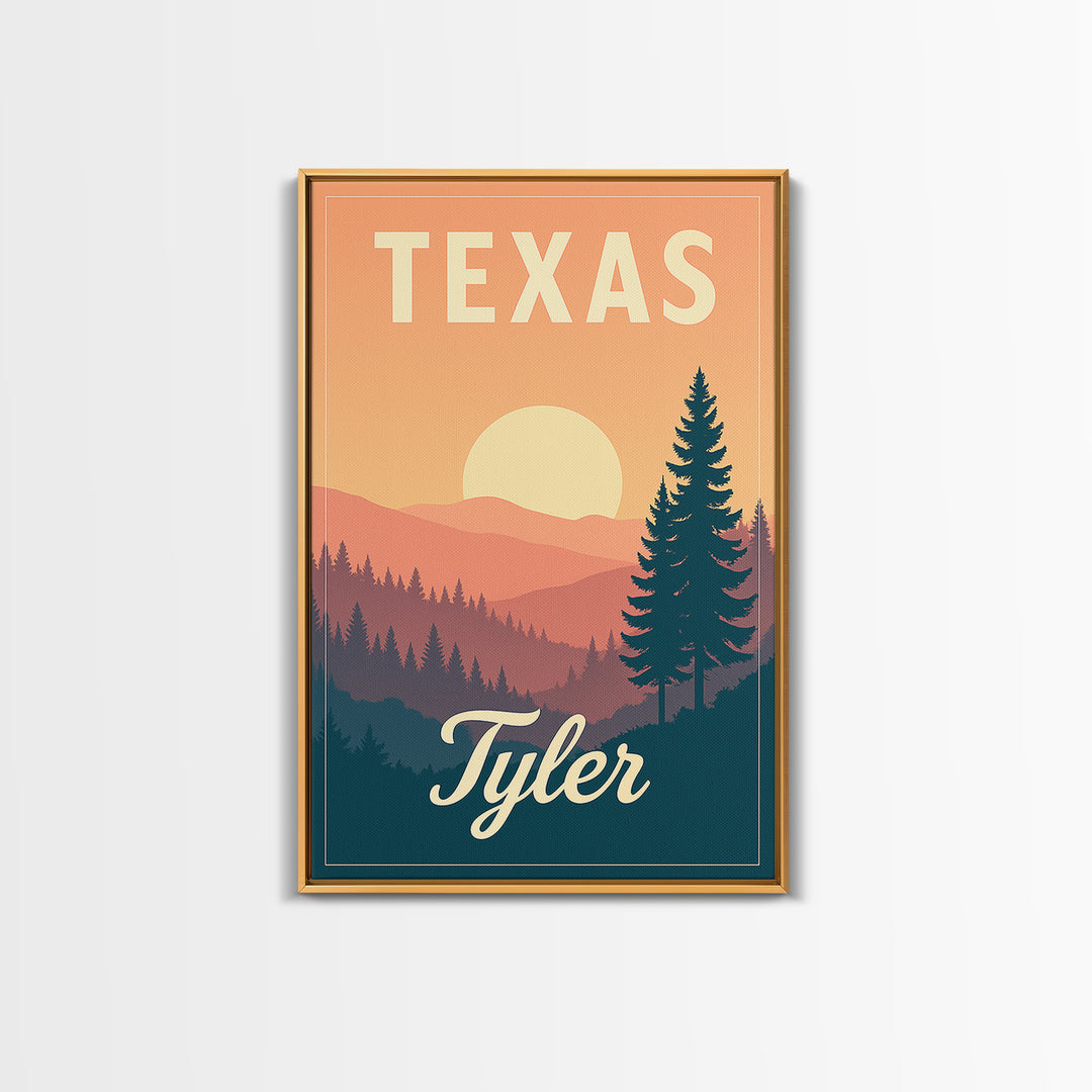 Tyler Texas Travel Poster, Canvas Print, Vintage Poster Art, Tyler Wall Art, Mid Century Wall Art, Vintage City Art, Vintage Travel Art