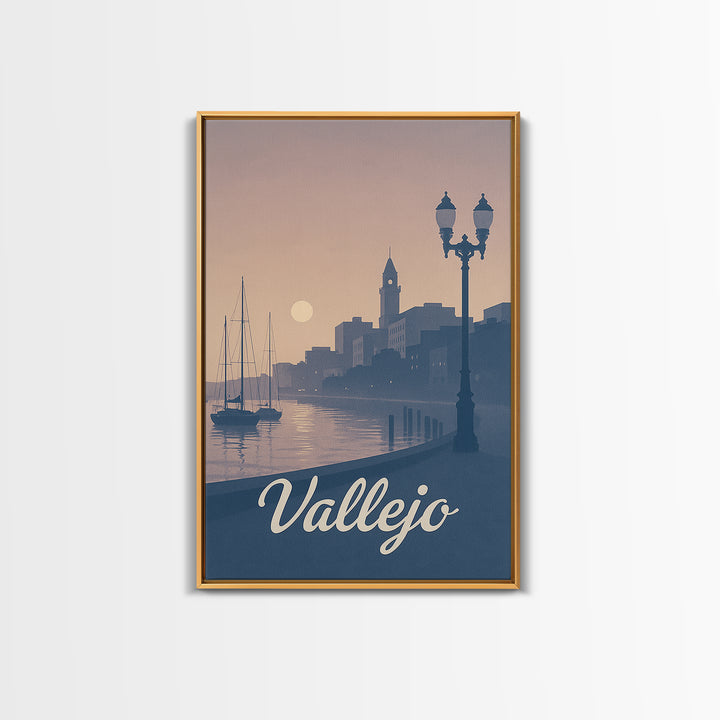 Vallejo Travel Poster, Canvas Print, Vintage Travel Poster Art, Vallejo City Art, Vintage City Art, City Illustration, Mid Century Wall Art