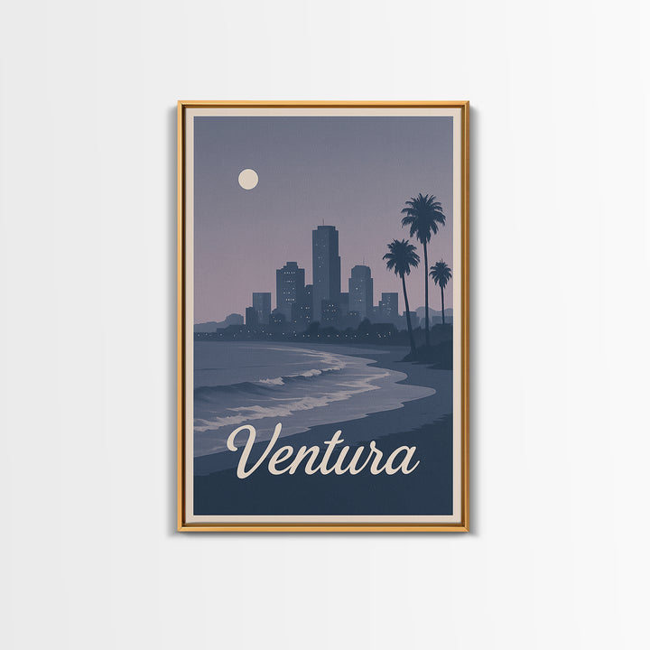 Ventura Travel Poster, Framed Canvas Print, Classic Travel Poster Art, Ventura City Art, Vintage Travel Art, Vintage Travel Print