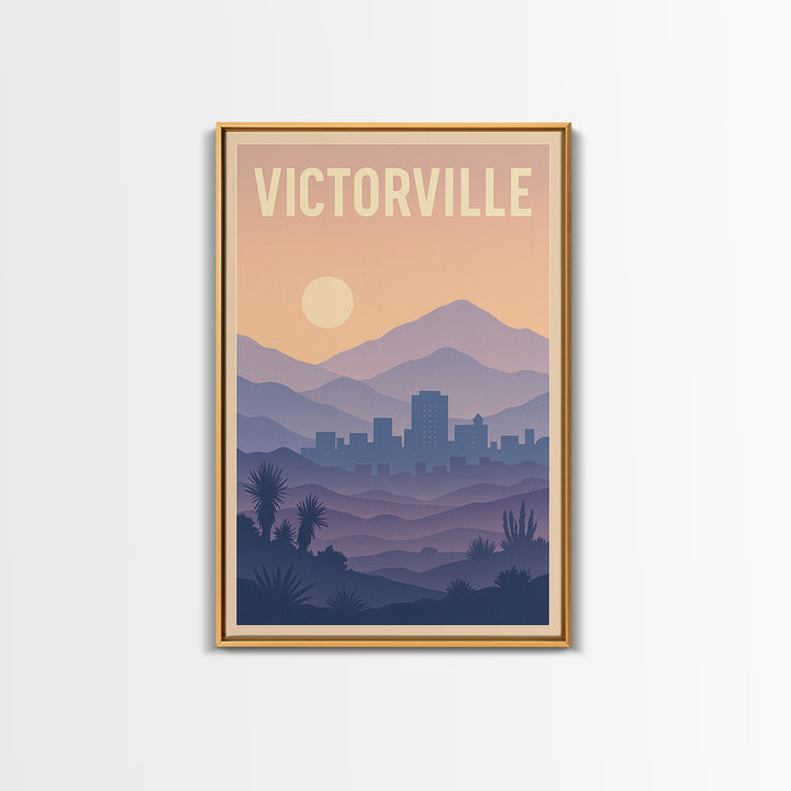 Victorville California Travel Poster, Canvas Print, Mid Century City Wall Art, Victorville Travel Art, Travel Poster Art, Watercolor Skyline