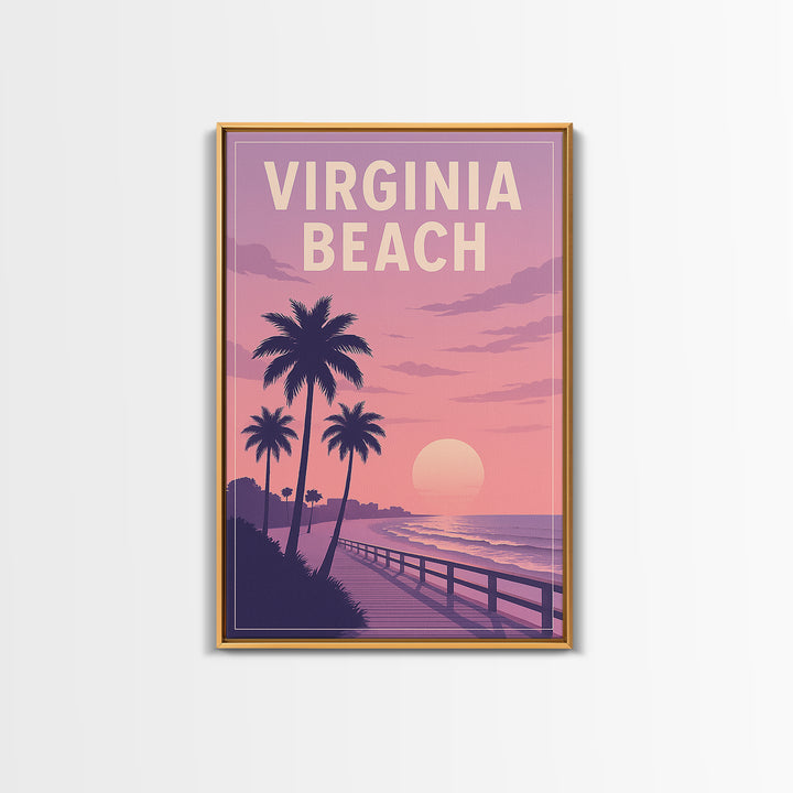 Virginia Beach Virginia Travel Poster, Canvas Print, Classic Travel Poster Art, Virginia Beach City Art, City Illustration, Fine Art Print