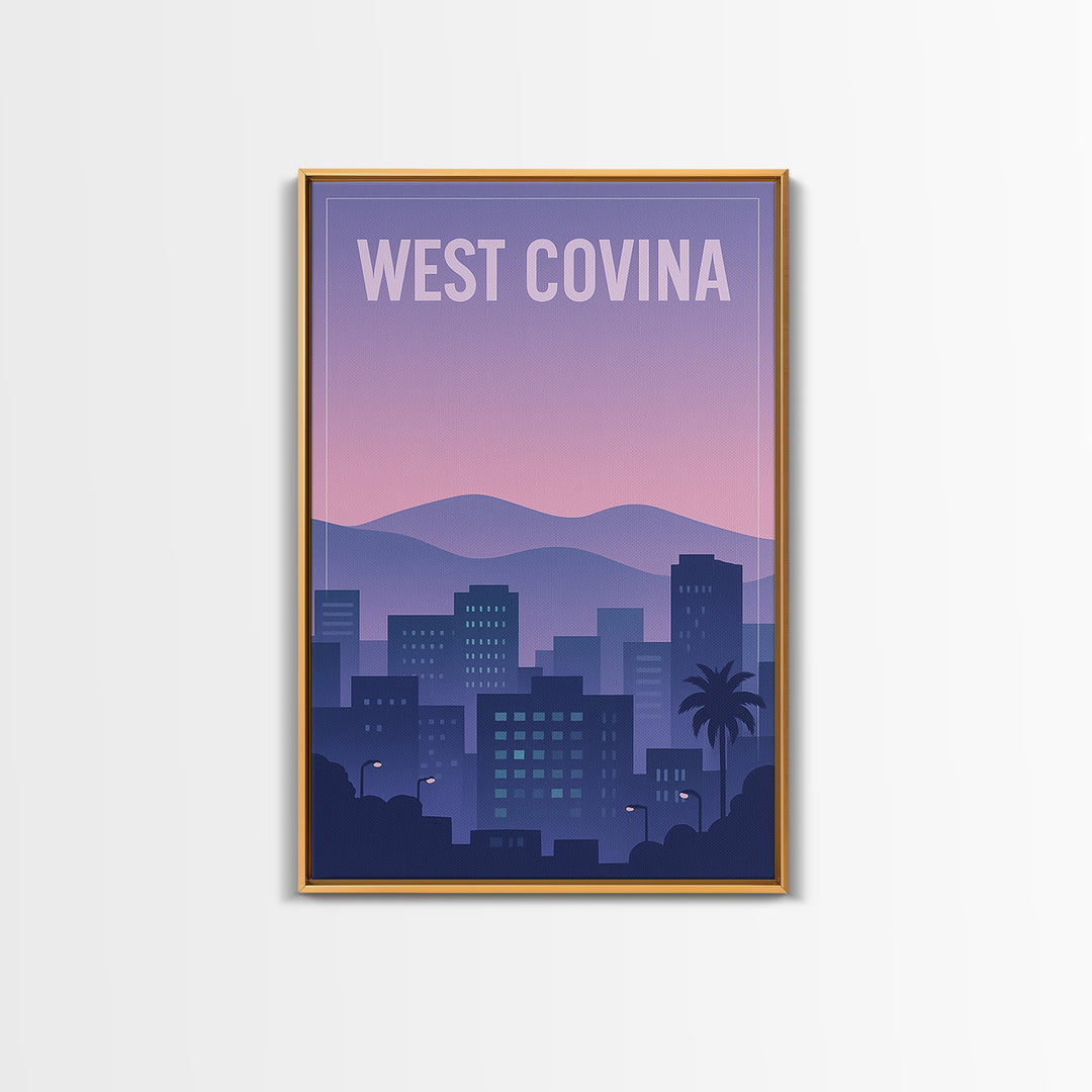 West Covina California Travel Poster, Canvas Print, Vintage Poster Art, West Covina Travel Art, City Illustration, Vintage City Poster
