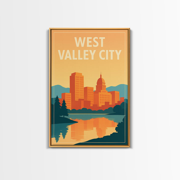 West Valley City Travel Poster, Framed Canvas Print, Classic Travel Poster Art, West Valley City Poster Print, Vintage City Poster