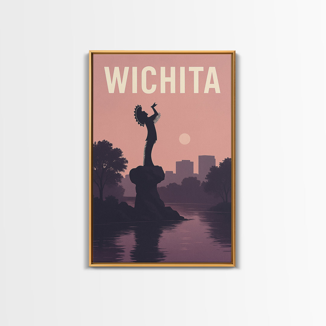 Wichita Kansas Travel Poster, Framed Canvas Print, Classic Travel Poster Art, Wichita Poster Print, Travel Poster Art, Travel Wall Decor
