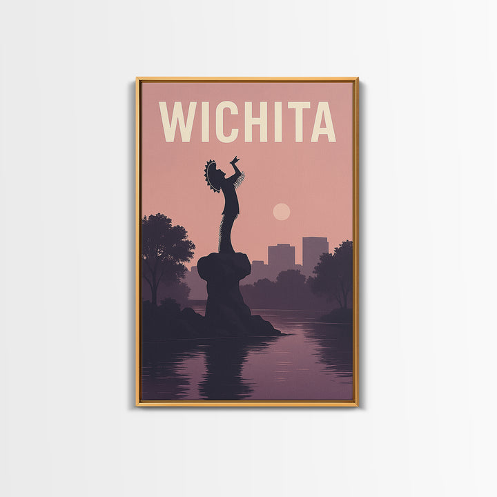 Wichita Kansas Travel Poster, Framed Canvas Print, Classic Travel Poster Art, Wichita Poster Print, Travel Poster Art, Travel Wall Decor