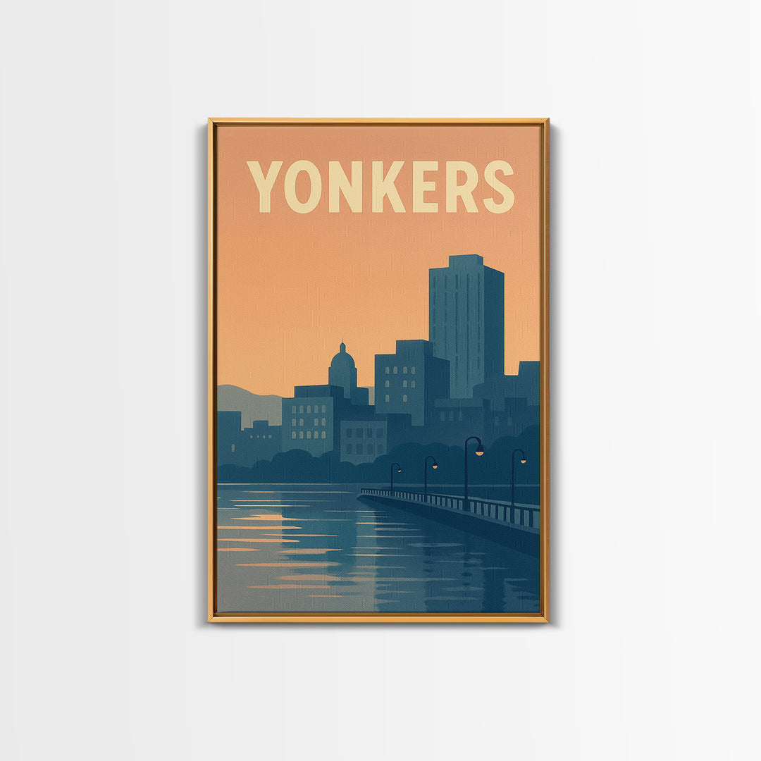 Yonkers New York Travel Poster, Framed Canvas Print, Mid Century City Wall Art, Yonkers Wall Art, Travel Poster Art, Retro Travel Print