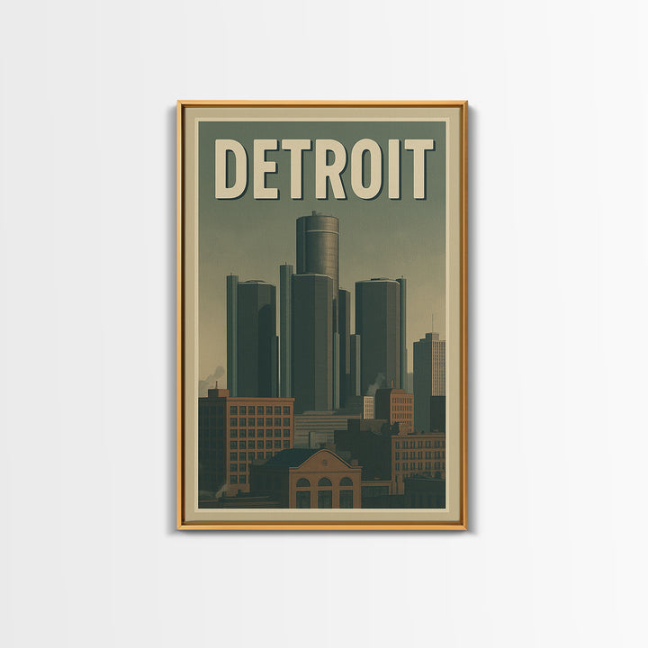 Detroit Travel Poster, Canvas Print, Retro City Wall Art, Detroit Poster Print, Mid Century Wall Art, Gift For Travelers, Travel Wall Decor