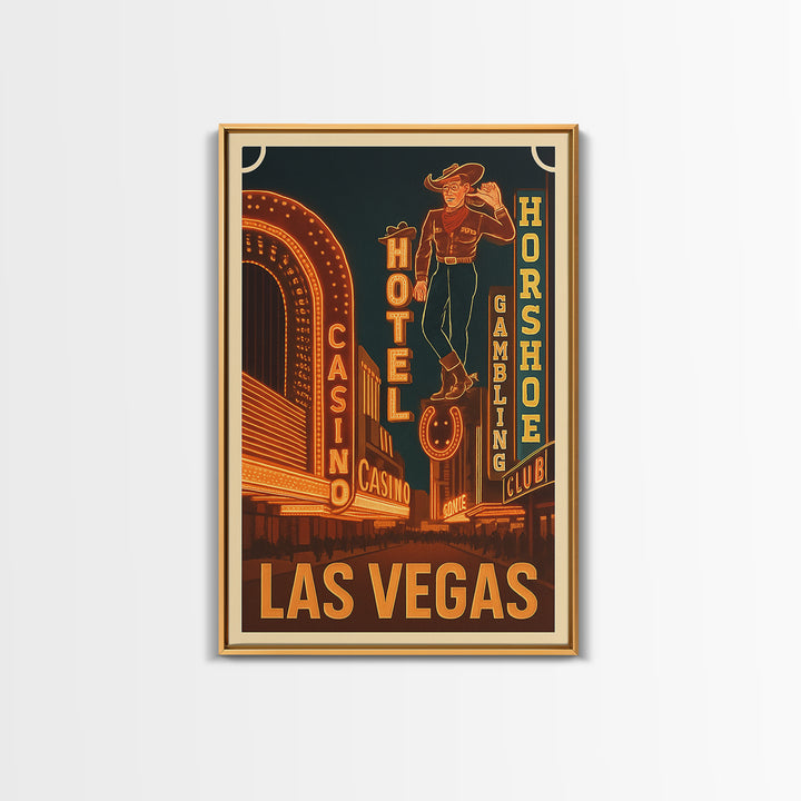 Las Vegas Travel Poster, Canvas Print, Retro City Wall Art, Las Vegas Art Print, Watercolor Downtown Skyline, Travel Art, Wanderlust Decor