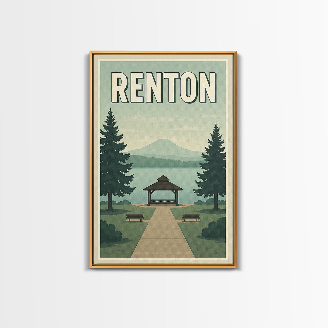 Renton Travel Poster, Canvas Print, Classic Retro Poster Art, Renton T ...