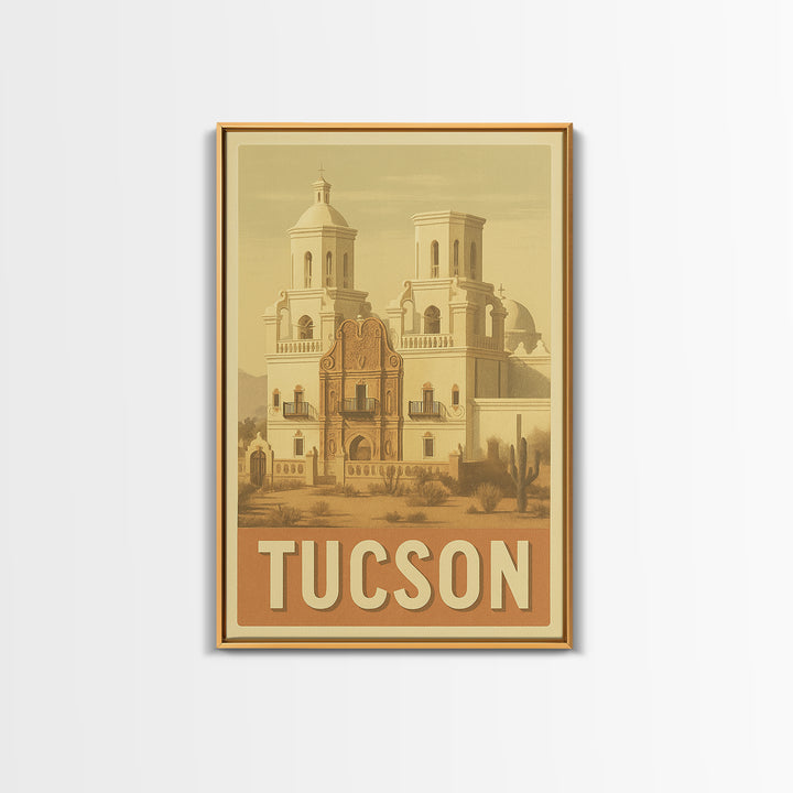 Tucson Arizona Travel Poster, Canvas Print, Vintage Theatre Style Art, Tucson Wall Art, City Illustration, Mid Century Wall Art, Travel Art