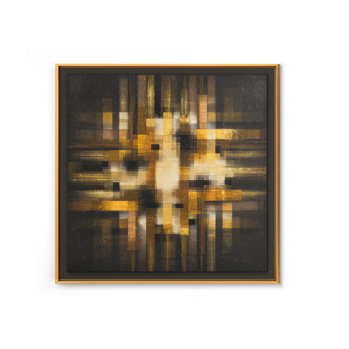 Soundwave Abstract with Black and Gold Lines Framed Canvas Print, Recording Studio Art, Music Art, Studio Decor, Analog, RSA-1x1-27