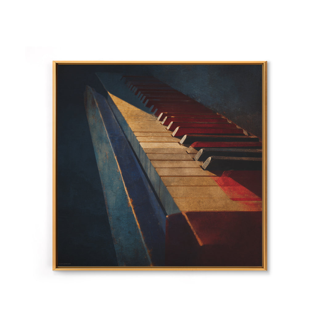 Piano Keys Fading into Shadow Framed Canvas Print, Recording Studio Art, Home Decor, Studio Decor, Analog, Minimalist Decor, RSA-1x1-32